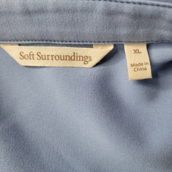 Soft Surroundings Blouse Women Size XL Blue Twisted Split Front V Neck Pullover - Picture 5 of 10